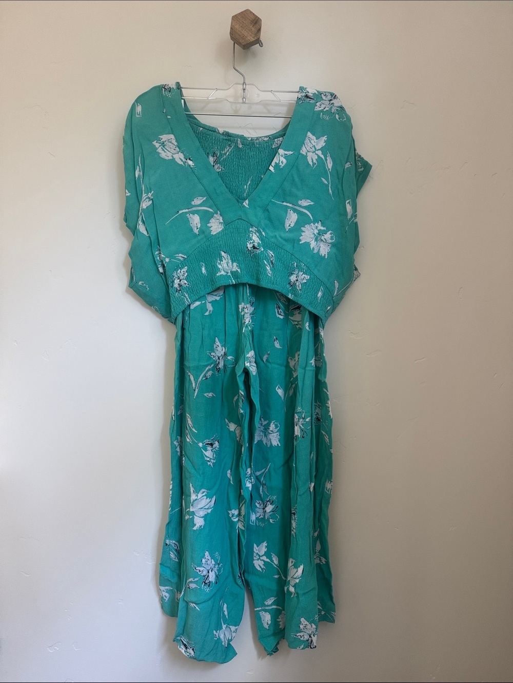 Free People Teal Floral Two Piece Set